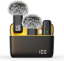 Wireless Lavalier Lapel Microphone, Noise Canceling Lav Mic Clip On Microphone