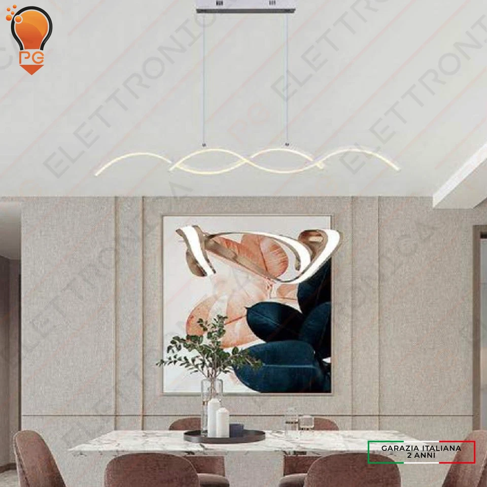 Lampadario a sospensione soffitto sospeso a LED 25W moderno da soggiorno cucina - Immagine 4 di 4