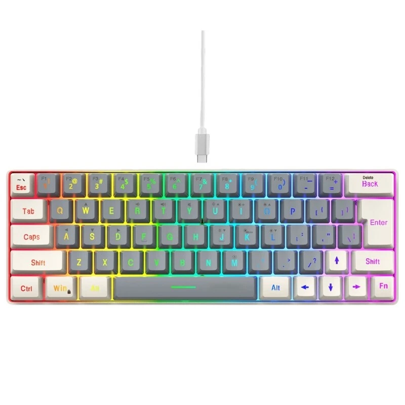 63-Key Blue Backlit Gaming Mechanical Keyboard with LED for Office and Games