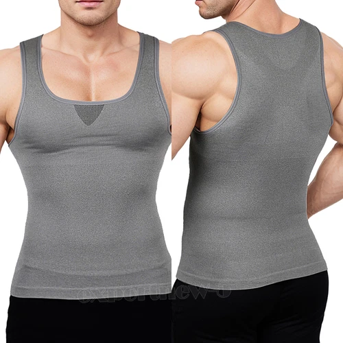 Mens Body Shaper Slim Tummy Vest Compression Shirt Tank Tops Shapewear Workout - Bild 26 von 39