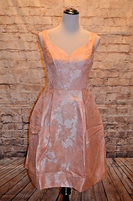 peach fit and flare dress