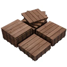 27pcs Wooden Patio Tiles Interlocking Flooring Deck Tile Outdoor Pathway 12x12''