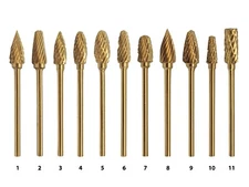 Dental Lab Gold Carbide burs for polishing different shape, sizes & qty