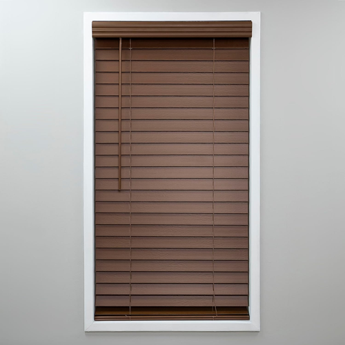 2In. Faux Wood Blinds, 35.5"W X 64"L in Dark Oak - Cordless Window Blinds, Certi - Picture 2 of 12