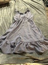 SHEIN Dusty Blue Strappy Short Dress Ruffle Hem Small