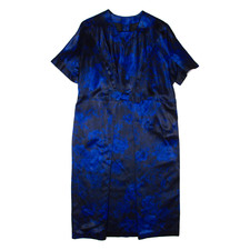 Abito A Matita Nero Con Fiori Maniche Corte Midi L