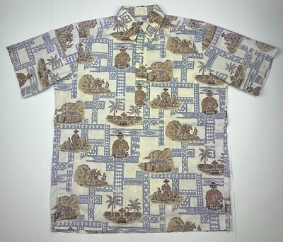 RARE Reyn Spooner FATHER DAMIEN Small Hawaiian Aloha Shirt