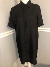 New Charles Henry Shirt Dress Button Up Collar Pinstriped Pleated Back