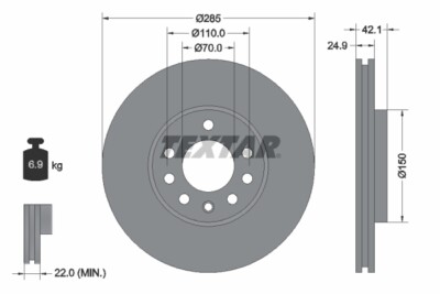 TEXTAR 2x Bremsscheiben vorne belüftet beschichtet für Opel Vectra C Saab 9-3