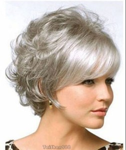 Hot Sell New Fashion Short Gray Grey Wavy Curly Women S Lady S