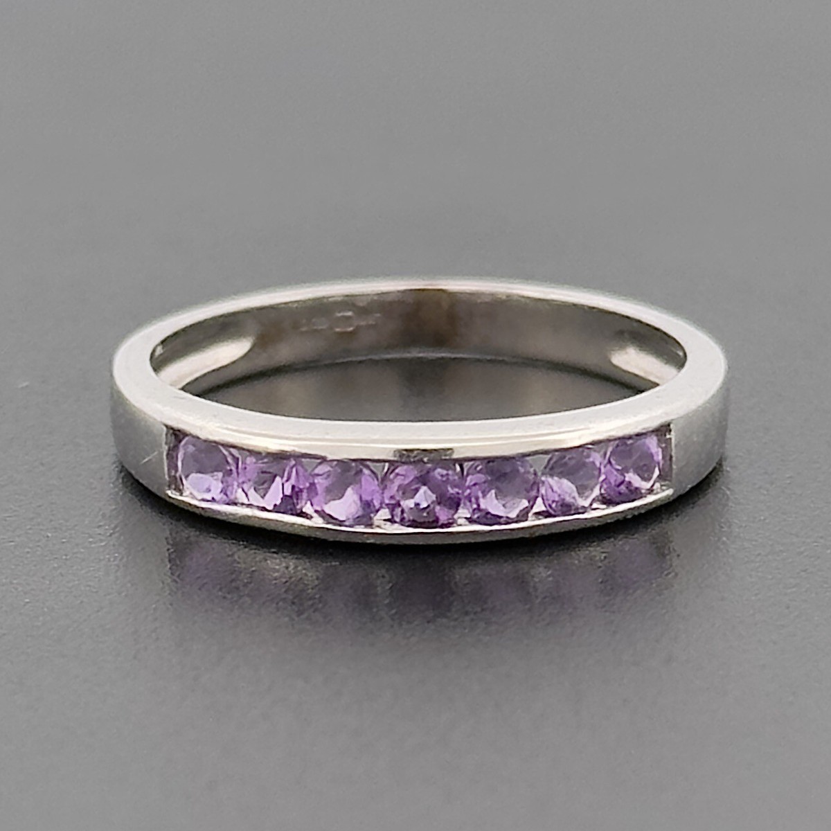9ct White Gold Amethyst Eternity Ring Size J Hallmarked
