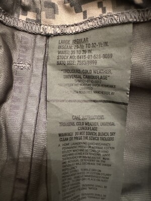 USGI ACU DIGITAL GORE-TEX COLD/WET WEATHER TROUSER PANTS SIZE LARGE REGULAR  | eBay