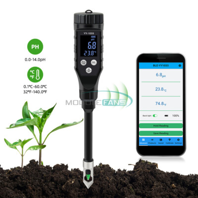 Smart Soil PH Meter 0.0~14.0pH Bluetooth Soil Data Logger Temp Acidity Analyzer-