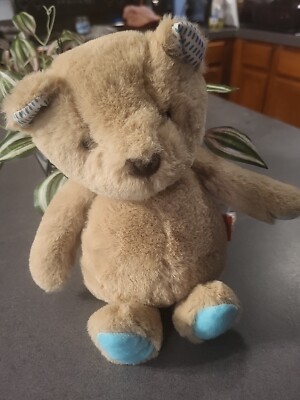 B Softies Teddy Bear Plush 11  Brown w/ Blue Paws Soft Stuffed Toy Bean Bag