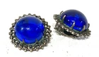 Antique Vintage 1940/50s Blue Stone Clip On Earrings