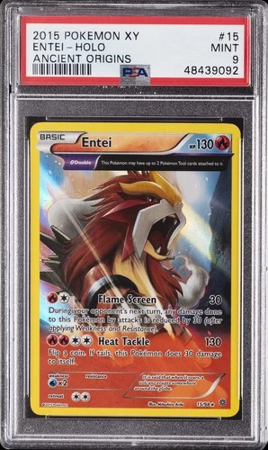 2015 POKEMON XY ANCIENT ORIGINS #15 ENTEI-HOLO PSA 9