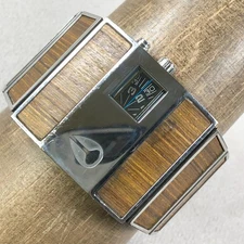 Nixon Rotolog Men Fashion Tank Wood Stainless Steel Quartz 35mm Watch 7 1/4"