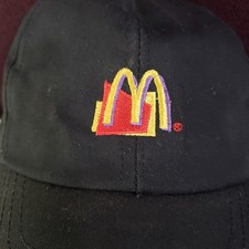 McDonald's employee Black Baseball Cap Hat Terry Uniform Snapback Made in USA