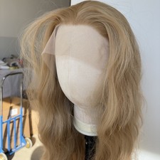 Women Lace Frontal Wigs Long Wavy Ash blonde Heat Resistant Hair Pre Plucked