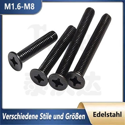 M1.6-M8 Kreuzschlitz Senkkopfschrauben Schrauben - Schwarz 304 Edelstahl V2A