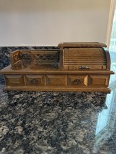 Vintage MCM Men's Woman  s Wood Jewelry Dresser Box Valet 1 Drawer 70's Desk