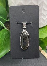 1.85  Labradorite Gemstone Pendant With 925 Silver Plated Bail New B7186