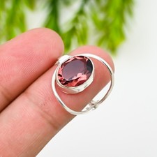 Red Garnet Gemstone 925 Sterling Silver Ring Handmade Jewelry Ring For Gift
