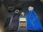 Vintage Barbie Fashion Avenue Accessories & Gown Lot Blue Satin Dress Purse Hat
