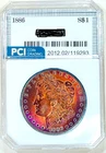 1886-P Gem BU +++  Morgan Dollar Flashy Rainbow Color  Toned Obverse