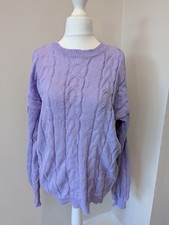 Ladies Jumper Purple Top Pullover Women Loose Long Sleeve Cable Knit Casual