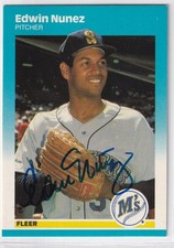 Ed Nunez 1987 Fleer (TOUGH) SIGNED CARD AUTOGRAPHED Edwin