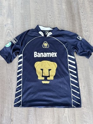 Drako Pumas UNAM Soccer Jersey Navy Blue Yellow Banamex VTG 2000 Mens One Size