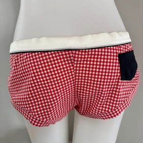 AGENT PROVOCATEUR Red Gingham CALAMITY Cowgirl Swim Bikini Bra Top Shorts 36C L