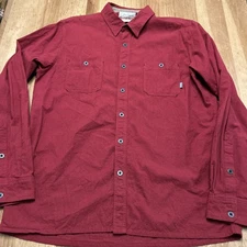 Simms Fishing Flannel Shirt Men's Large Red Button Up Chamois Cloth Cotton