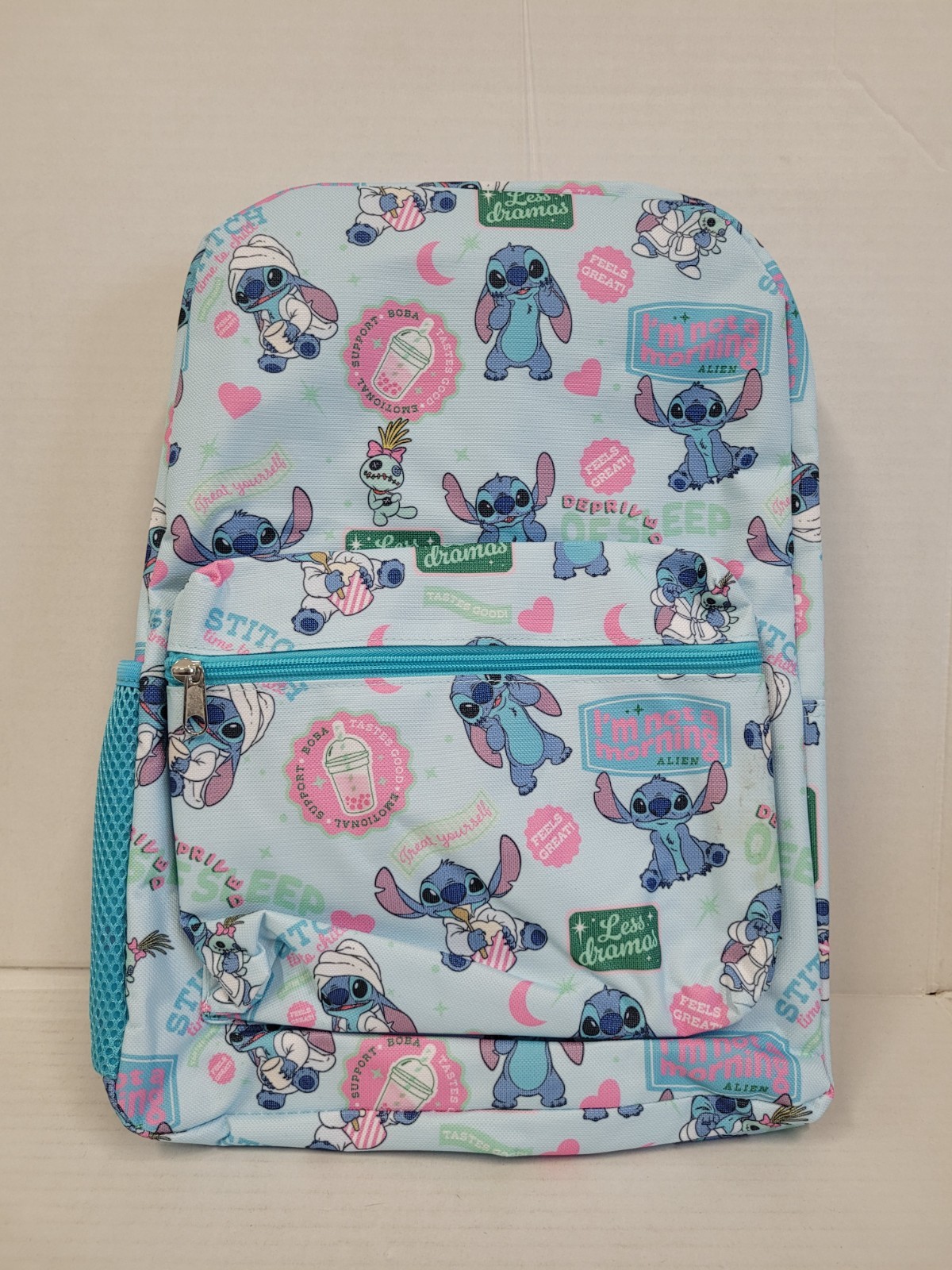 Large Backpack - Disney Lilo & Stitch Scrump BluAllover Print 16" School Bag NEW
