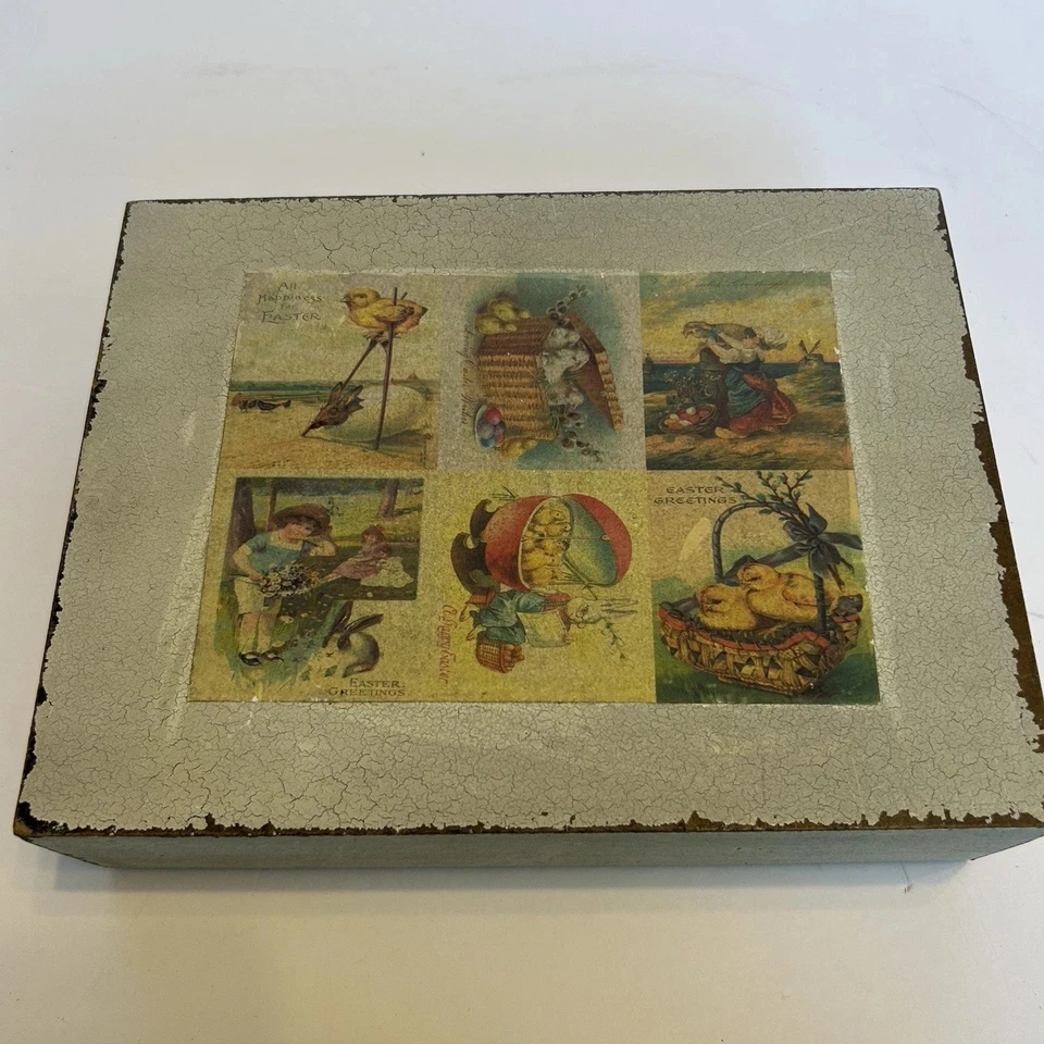 Block Puzzle ~ "A Happy Easter" ~ 12 Paper Covered Wood Blocks w/ Posters ~ Used - Image 4 of 4