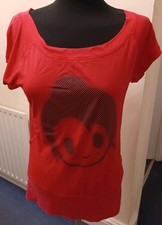 Nike Ladies Exercise Gym Running Top Pink Smiling Girl Face Size Med 12-14 Used