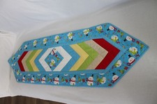quilted Christmas 50" long multicolor tablerunner with Snowman