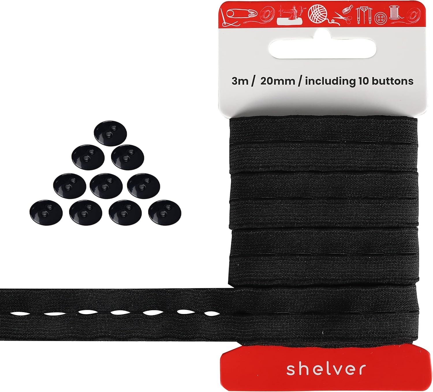Elastic with Buttonhole for Sewing Adjustable Waistbands to Children'S Trousers