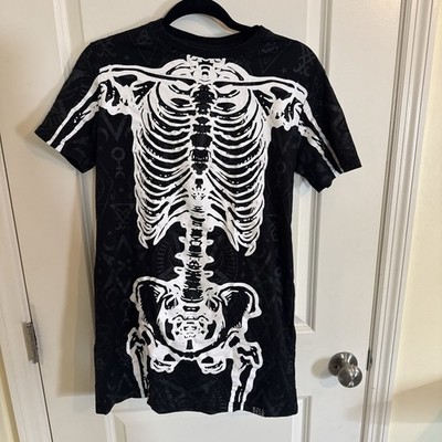 Killstar Black T Shirt Skeleton Dress Size Small Goth Rock Grunge Mythical