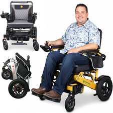 Mammoth 67lb Portable Smart Wheelchair for Travelling, Heavy Duty 400lb, Gold