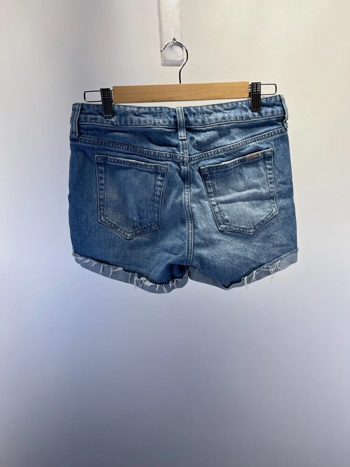 Joe's Cut Off Shorts Women's Size 28 Blue Denim Mid Rise Distressed Hem Stretch - Image 2 of 4