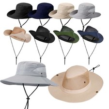 Summer Bucket Hats Outdoor Fishing Hunting Wide Brim Mesh Safari Sun Cap