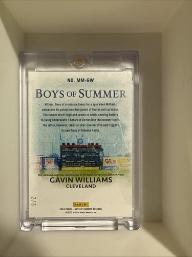 2024 Panini Boys Of Summer No. MM-GW Gavin Williams (MEM) 2/5 - Picture 2 of 2