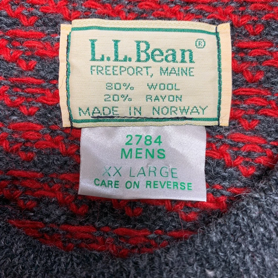 VTG LL BEAN Sweater Mens Size XXL Norway Wool Rayon Norwegian Birdseye - Image 3 of 4