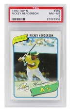 Rickey Henderson 1980 Topps Baseball #482 RC Rookie Card - PSA 8 NM-MT (F)