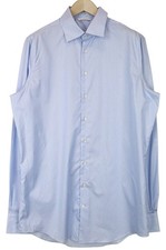SUITSUPPLY Men's Formal Shirt L Extra Slim Blue Pure Cotton Striped Pattern Slim