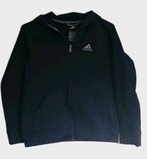 Adidas Hooded Full Zip Hoodie Sweatshirt Boys Youth Size Medium 10/12 Navy Blue