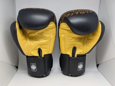 Twins Special Boxing Gloves 12 oz. Gold/Black Dragon Design Unworn