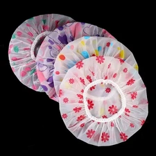 5pcs Waterproof Shower Cap Set Reusable PEVA Hair Care Bathing Caps - NEW